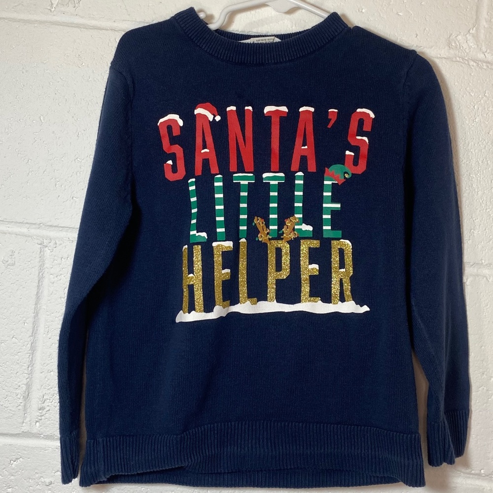 H&M Kids Santa's Little Helper Navy Sweater With Sparkle
